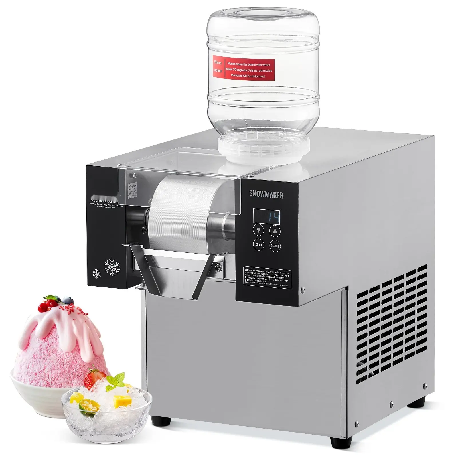 Commercial Snowflake Ice Machine 176 Lbs/24H Stainless Steel Ice Maker For Ice Cream Display, High Capacity Industrial Snowflake Ice System, Durable 304 Stainless Steel Construction, Ideal For Cafes, Bars, Restaurants And Catering