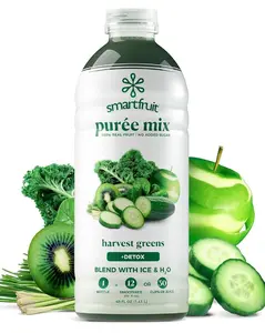 Smartfruit Harvest Greens + Detox – 100% Real Fruit Purée with Kiwi, Cucumber, Kale, Spinach, Lemongrass, Apple, Banana – Great for Smoothies, Juice, Yogurt, Cocktails, Teas & More – 48oz