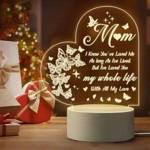 Mom Gifts Sunflower Gifts Engraved Acrylic Night Light Birthday Gift for Mom Christmas Gift from Daughter Son for Birthday Christmas Mother's Day Thank You Gift for Mom USB Low Power Night Lamps