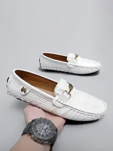 Men's Business Casual Leather Slip-on Flat Dress Shoes, Lightweight and Non-slip Loafers, Comfortable Moccasins, Suitable for Driving, Business Work, Office Parties, and Formal Occasions.