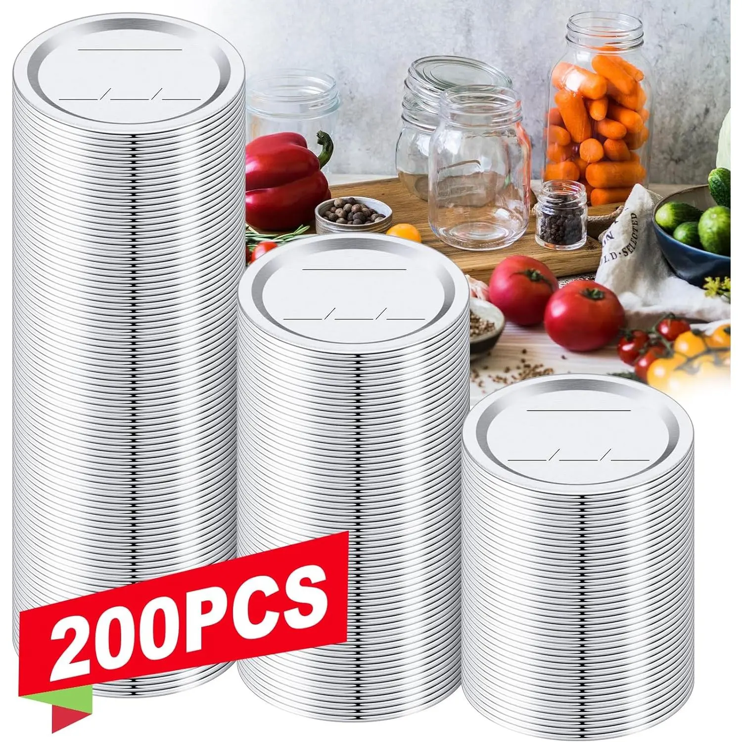 200 Regular Mouth Can Lids, 2.76inch Regular Mouth Mason Jar Lids, Leak-Proof Airtight Sealing Rust-Proof Split Ball Jars, Regular Mason Jar Lids Food Grade, Canned Food