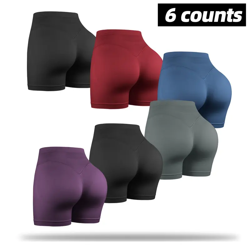 CHRLEISURE 3/6Pack  High Waisted Biker Seamless Shorts for Women Fitness Lightweighted Workout Running Yoga Gym Shorts Womenswear Bottom