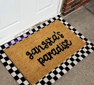 Gangsta’s Paradise Doormat 18x30 Coir Hand-stenciled Welcome Mat Non-slip PVC Backing Trendy Front Porch Decor for Covered Porches