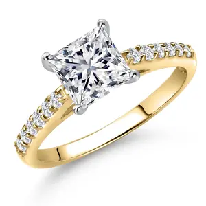 1.25  Cttw 10K Two Tone Gold IGI Certified Lab Grown Diamond Engagement Ring For Women | Center Princess Cut Diamond 1.00 Ct | D-E Color | VS1-VS2 Clarity