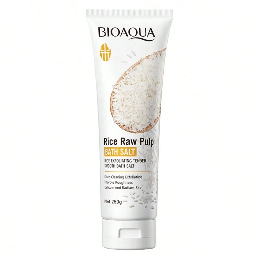 Bioaqua Rice Raw Pulp Bath Salt 250g - Exfoliating Tender Smooth Bath Salt for Radiant Skin Care