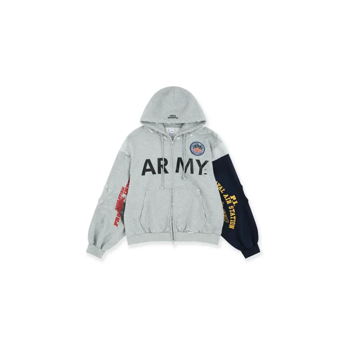 Protocol Reconstructed Sweatshirt Zip Hoodie Grey