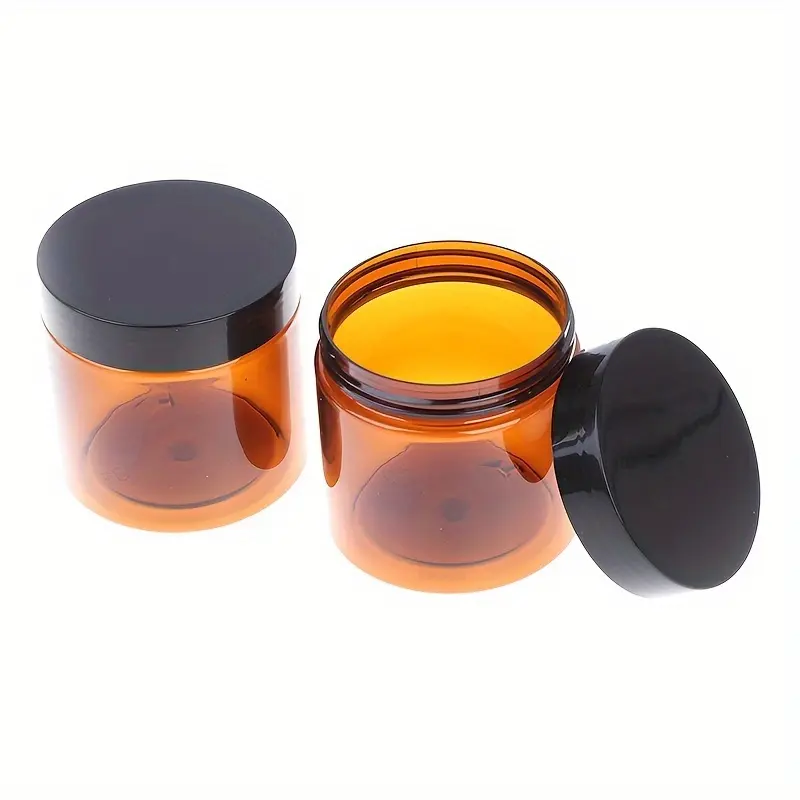 4pcs Refillable Amber Cream Jars with Lids - 6.76oz Round Brown for Beauty Products, Creams, Lotion and Ointments - Versatile Reusable Containers
