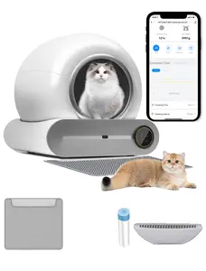 Automatic Cat Litter Box Self Cleaning Scooping-Free Litter Box Robot with 65+9L Capacity/Sensor Safety/App Control for Multiple Cats