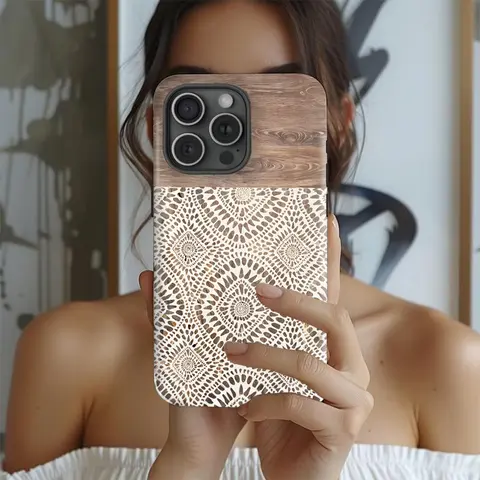 Boho Mandala Flowers Protective Cellphone Cover Brown & Beige Ethnic Tribal Design, Personalized 2 in 1 Durable Shock Absorbing Accessory, Compatible with All iPhone 11+ Pro Max & Pro Plus Series Mobile Phone Accessories