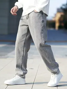 Men's Casual Classic Light Plain Natural Straight Leg Jeans Pants, All-Season Denim Jeans, Versatile Home Office Streetwear Wear, Perfect Gift for Boyfriend