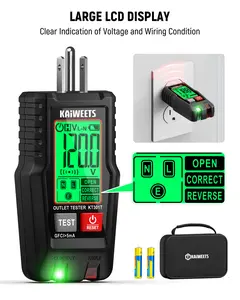 KAIWEETS Smart Electrical Outlet Tester with LCD Display – GFCI Tester, 6 Visual Indications, 7 Wiring Faults, Auto Data Hold & Low Battery Alert, 120V AC 3-Prong Socket Checker for Home & Pro Use