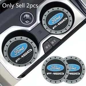 2Pcs PVC Car Coasters Water Cup Slots Non-Slip Mat Water Cup Pad  For Ford FOCUS Fiesta Ranger Mondeo Escape Ecosport Fusion Explorer Kuga Auto Interior Accessories