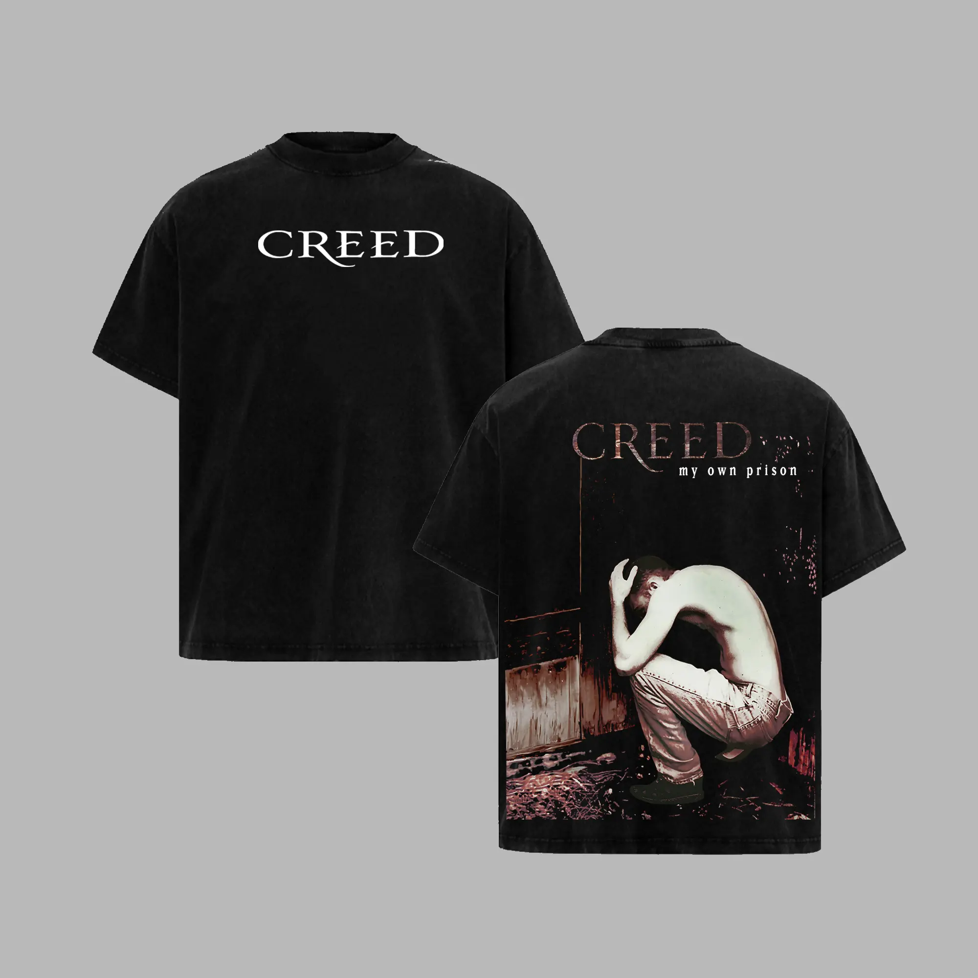 [RiffClub] Creed My Own Prison Unisex Hoodie T-Shirt –  Creed 2026 Tour 100% Heavyweight Cotton, 90s Grunge Rock Cotton Tee, Grunge Rock Band Shirt, Double Printed Oversized Music Band Tee, Oversized Vintage Tee, Heavy Metal Merch, Gift for Rock Fans,