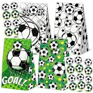 24 Pcs Soccer Theme Goodie Bags with Stickers, Soccer Themed Birthday Party Favor Gift Bags for Sports Theme Decoration Supplies