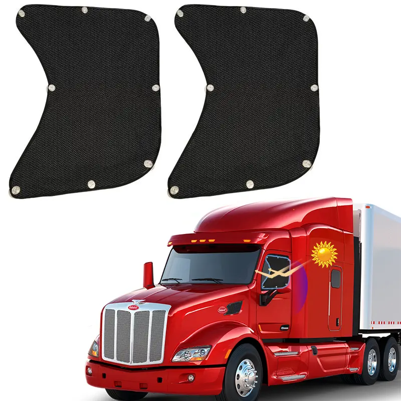 Semi Truck Side Window Sunshade Cover for Freightliner, International Trucks - Durable UV-Protective Sunshade Mesh, Car Window Shades with Suction Cups, Cooler Interior Accessories