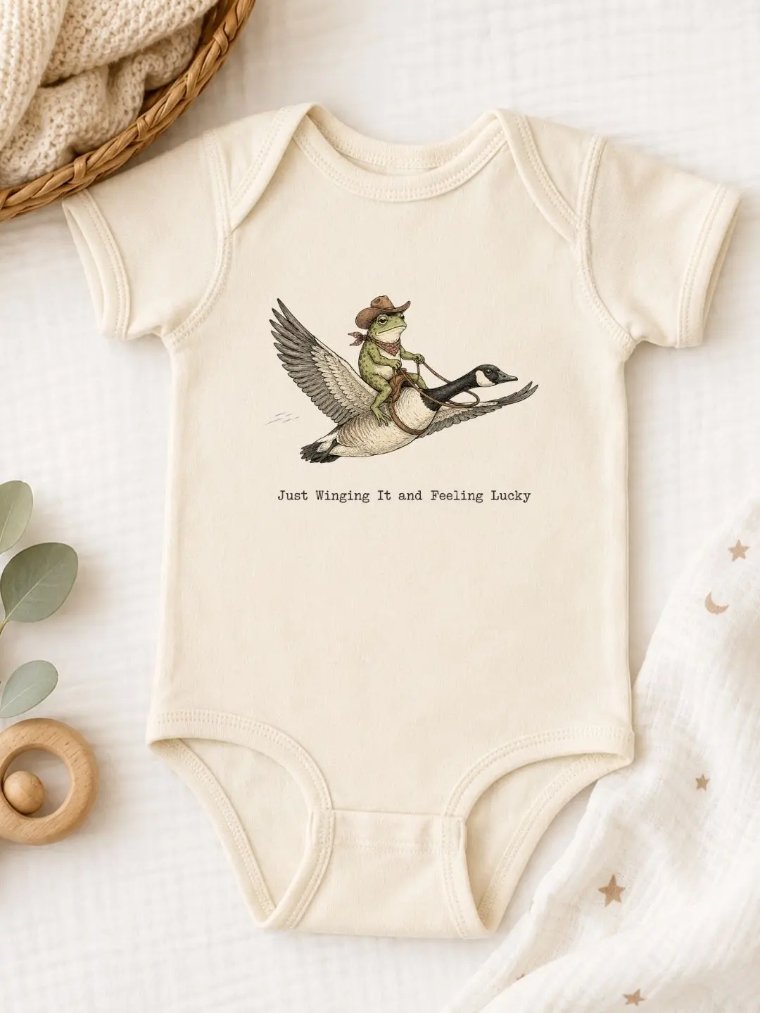 Just Winging It and Feeling Lucky Onesie, Sarcastic Novelty Baby Bodysuit, Pregnancy Announcement Onesie, Baby Shower Gift, Bodysuits & One-pieces