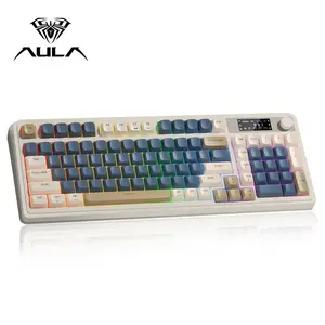 Aula S99pro Triple-Mode Backlit Keyboard, HD Display, 99 Keys, Cool RGB Lighting Effect, 2000mah Battery, Compatible with PC/laptop/mobile Devices