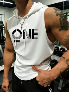 Men's Sleeveless Hooded Gym Vest, Slim Fit Muscle Cut, Simple Style Design, Breathable Elastic Fabric, Suitable for Fitness Training & Daily Wear, Gymswear