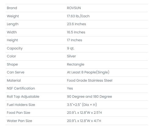 [FLASH SALE] ROVSUN 9 QT Roll Top Rectangular Chafing Dish Buffet Set with Full-Size Pan & Visible Window