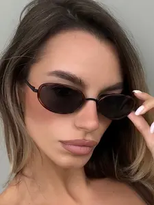 New Fashion Metal Oval Trendy Glasses Vintage Sunglasses, Unisex Retro Style, Casual Elegant Business Eyewear, Streetwear Photo Props, Versatile Design, Modern Sunglasses