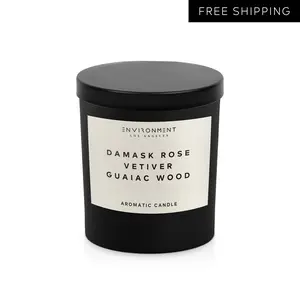 ENVIRONMENT Inspired by 5-Star Resort FMT Candle, 8oz Luxury Coconut Apricot Wax Candles for Home (Damask Rose | Vetiver | Guaiac Wood) Home Fragrance Products, 1 Wick Candle, Vegan & Cruelty-Free