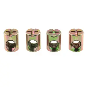 4PCS M6 x 10 x 13mm Slotted Barrel Nuts Cross Dowels Spring Loaded Replacement Screws for Furniture Bed Crib and Chairs