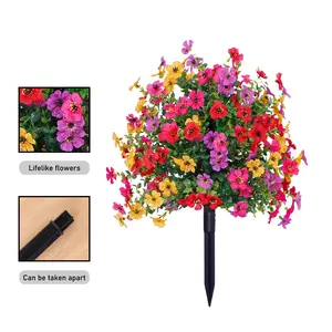 22 Inch Artificial Flower Stake Outdoor Decor - Multi-Color Garden Stakes for Yard & Lawn, No Fade Heavy Duty Plastic, All Season Decoration (Mixed Color)