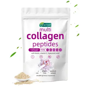 2LB Multi Collagen Peptides Powder - Type I II III V X Hydrolyzed + Biotin & Hyaluronic Acid, Gluten Free Non-GMO Dietary Supplement