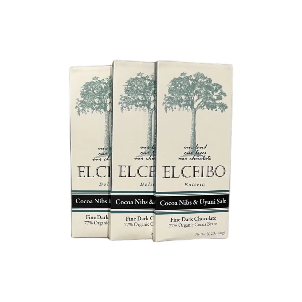 El Ceibo 77% fine dark chocolate+cacao nibs+Uyuni Salt (3 pack) Snack Dessert