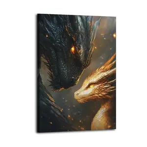 Tairn And Andarna Fourth Wing Canvas Painting Oil Painting Wall Art Canvas Poster Decorative Painting Corridor Decoration Home