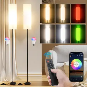 Floor Lamps for Living Room, Dimmable Colors Temperature & Brightness, Modern Floor Lamp with Remote, Tall Standing Lamps for Living Room Bedroom Office, Beige Shade 9W Smart Bulb