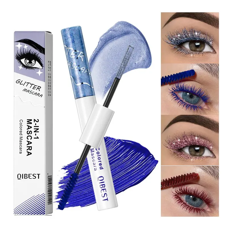 Shimmering Diamond Colorful Voluminous Lengthening Mascara, Pearl Matte Eyelash Gloss, Dual-Ended Waterproof Long-Lasting Makeup, Perfect for Daily Use & Special Occasions, Volumizing Mascara