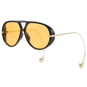 Oversized Aviator-Style Shades with Gold Accents Yana