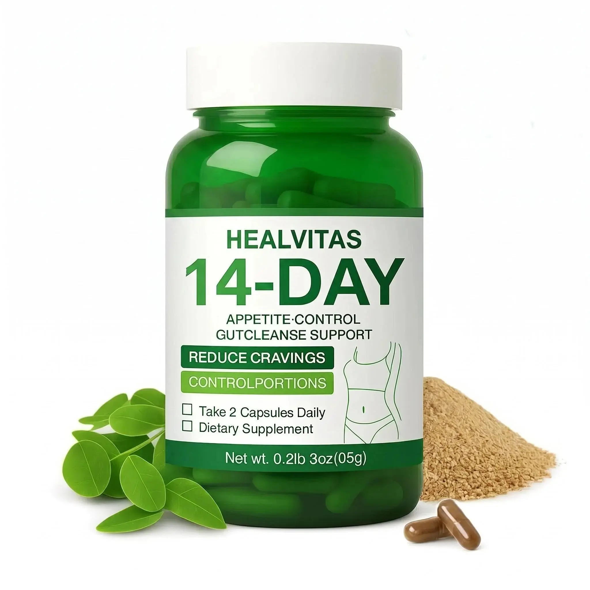 HealVitas Probiotic Gut Cleanse & Digestive Support Dietary Capsules, Natural Healthy Cravings Helper, Daily Wellness Portion Control Supplement