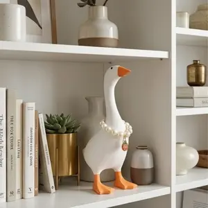 Funny Goose Desk Decor with Magnetic Key Holder, 7” Cute Goose Statue for Office Desk, Entryway Table, Bookshelf & Coffee Bar, Whimsical Home Décor Gift for Friends, Coworkers & Goose Lovers yard,mini gifts for coworkers DIY