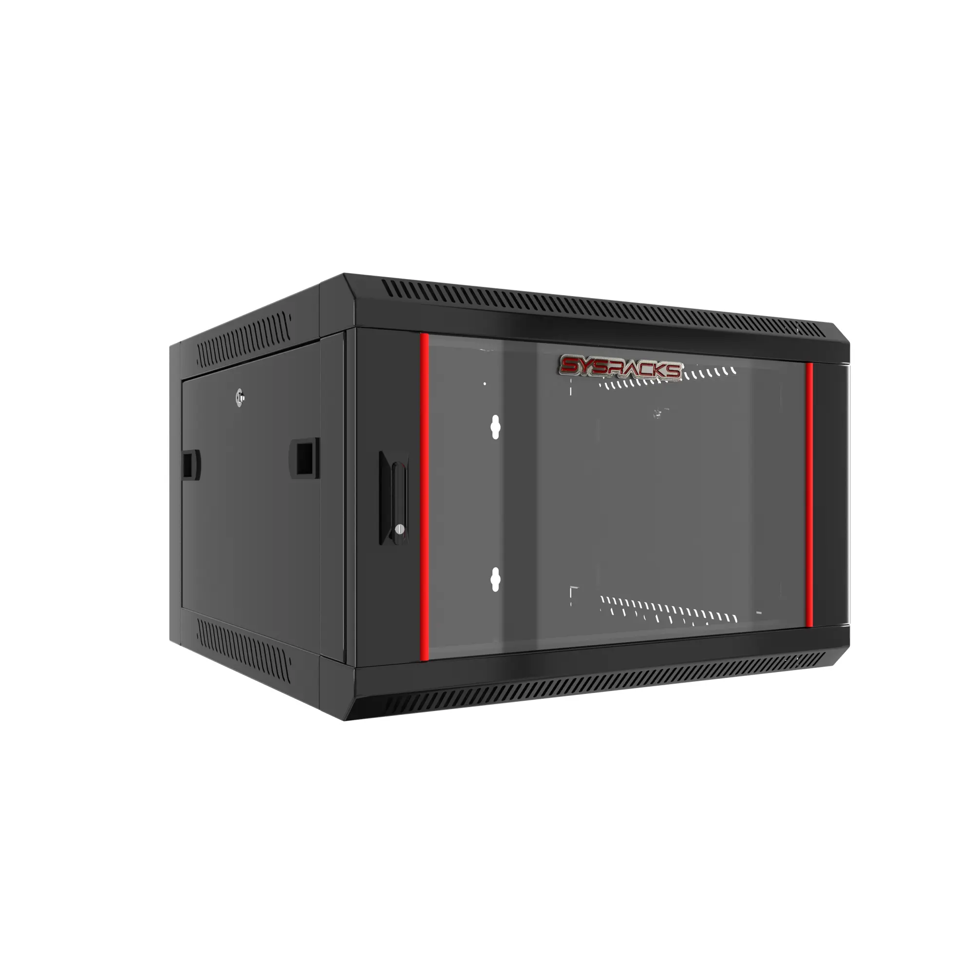 SYSRACKS 6U Server Rack Cabinet JMY Series | 19" Network Enclosure for Wall Mount & Floor Standing | Lockable Glass Door IT Home Lab Server Rack with Cooling Vents | Heavy Duty Server Cabinet for Small Business & Networking Equipment | Black Finish
