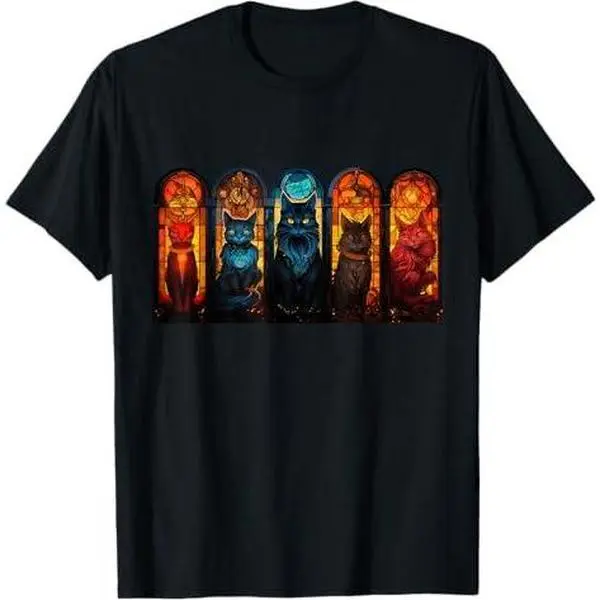 Cat Cathedral: Stained Glass Menagerie T-Shirt