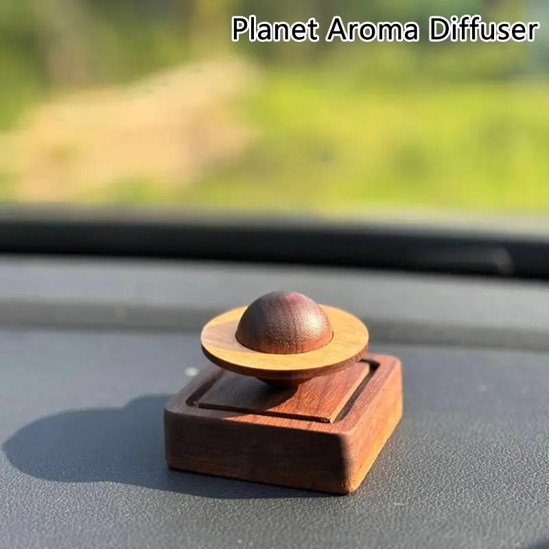 Planet Aroma Diffuser Wooden 3D Design Essential Oil Diffuser for Home Office Car Yoga Spa Desktop Decoration Christmas Gift Wellness US Summervibes