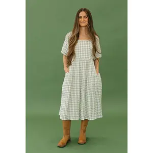 Jensyn Dress-Sage Gingham