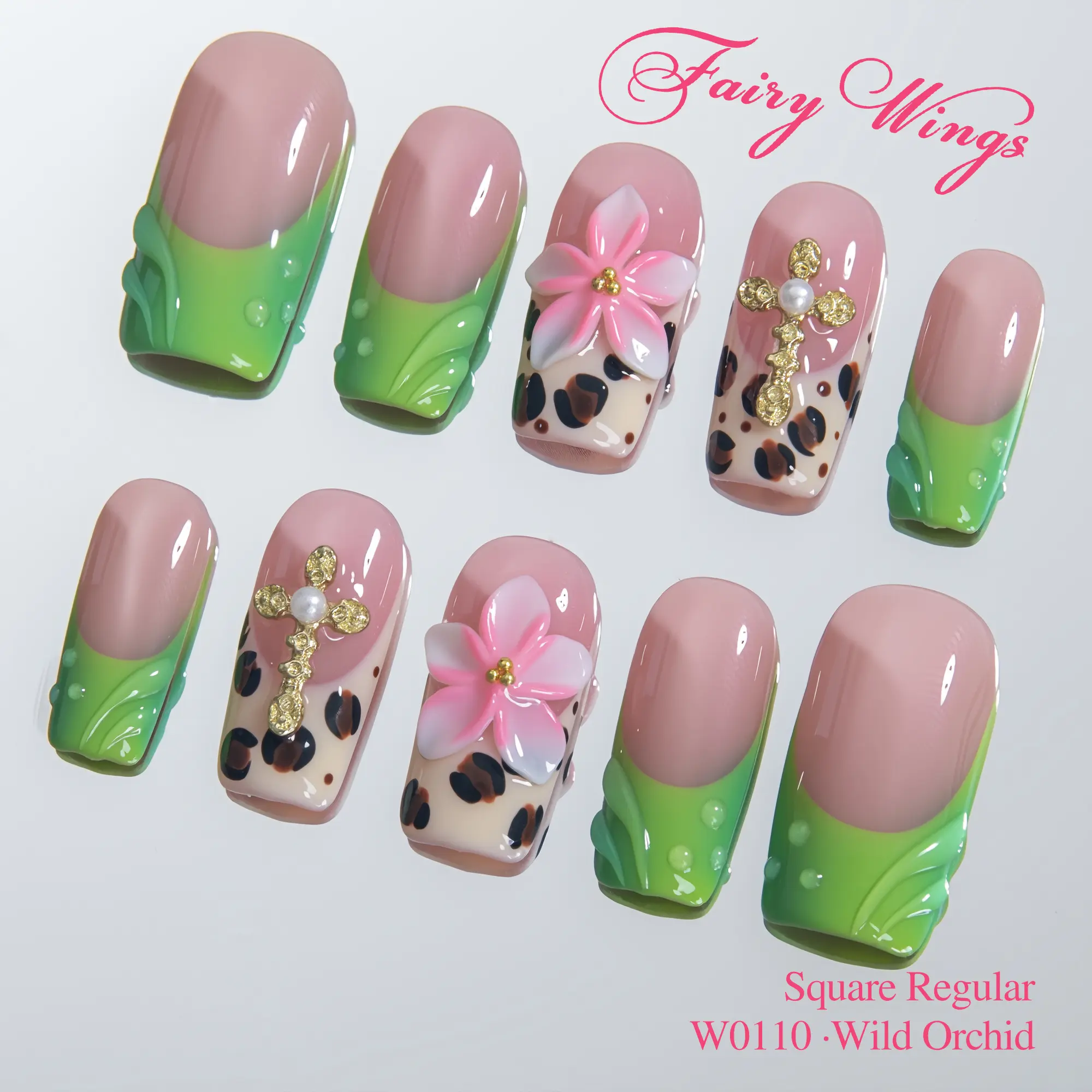 Fairy Wings | Wild ORCHID - Handmade Press On nails | 10PCS Reusable | Salon Quality | 100% Handcrafted