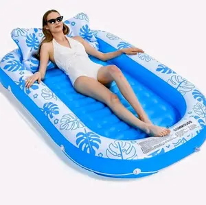 Comfortable Inflatable Pool Float with Tropical Leaf Design for Relaxing Poolside Lounging