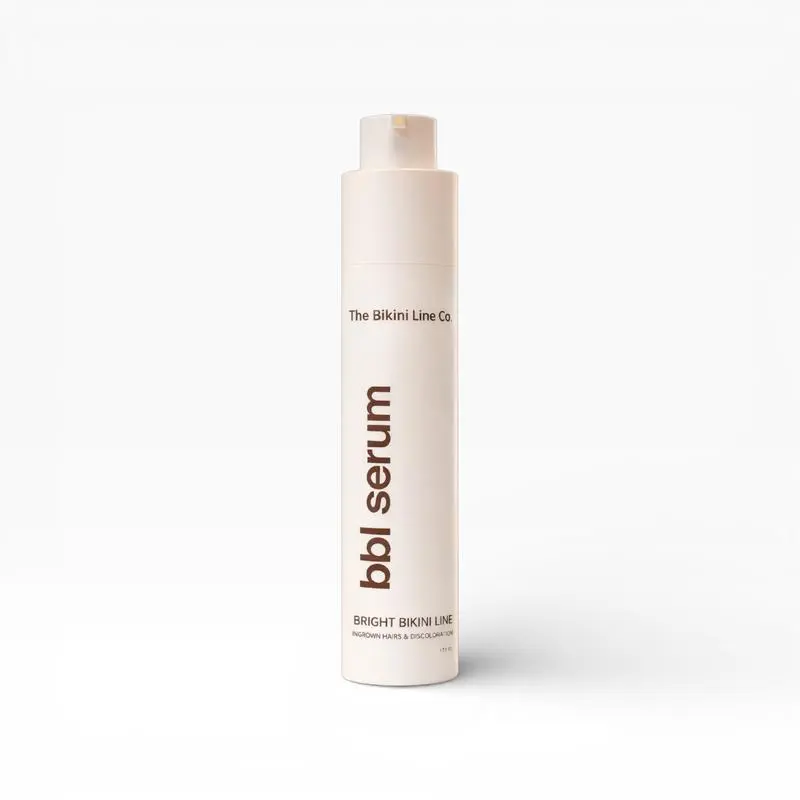 BBL Serum - 3-in-1 Bikini Line Serum - Designed for ingrown hairs, dark spots, razor bumps, and irritation. Salicylic acid, kojic acid, niacinamide, and aloe vera work together to smooth, brighten, and calm skin after shaving or waxing.