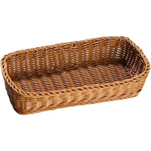 3PCS Chopsticks Fork Storage Tray Woven Cutlery Basket, Handwoven Imitation Rattan Silverware Tray for Countertops Cabinets Spoons