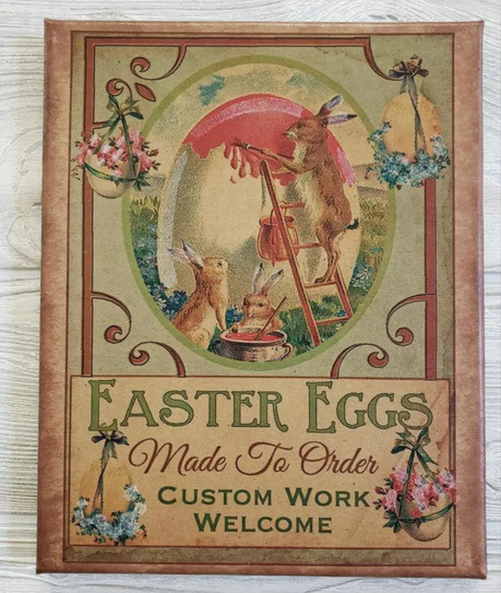 Easter Eggs 8X10 Canvas Print - Custom Work with Glitter, Decorative Wall Art for Easter Decoration