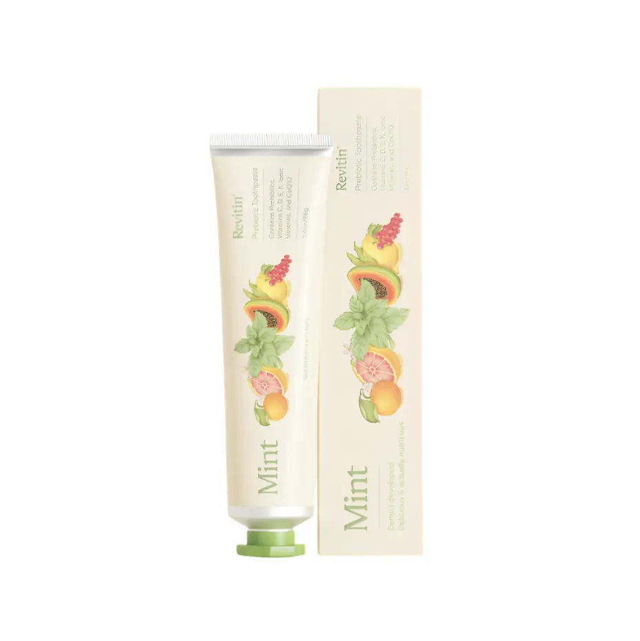 Revitin Prebiotic Toothpaste - Fluoride-Free, SLS-Free, Triclosan-Free | Gentle Formula with Vitamins C, D, E & K | Non-Toxic, Dye-Free | Safe for Kids & Adults