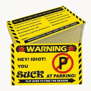 Letter Pattern Warning Parking Card, 50pcs/pack Funny Reminder Violation Parking Label Card, Parking Card for Office School Parking Lot, Funny Violation Parking Labels, Distinctive Warning Labels