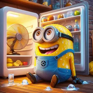 5D DIY Full Drill Round Diamond Painting - Diamond Painting Kit Minions, Refrigerator Mosaic Canvas DIY Wall Art, Home Wall Decoration
