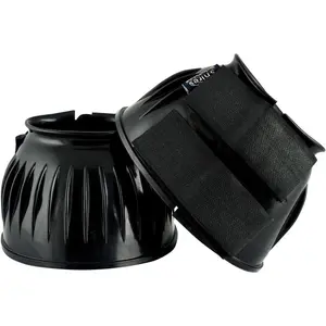 Shires Quick Fit Over Reach Boots - Durable Hoof Protection with Double-Sided Straps - Multiple Sizes Black / Cob