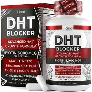 DHT Blocker Hair Growth Supplement for Men & Women – High Potency Biotin & Saw Palmetto – Supports Hair Regrowth, Reduces Hair Loss & Stimulates Thicker Hair Growth