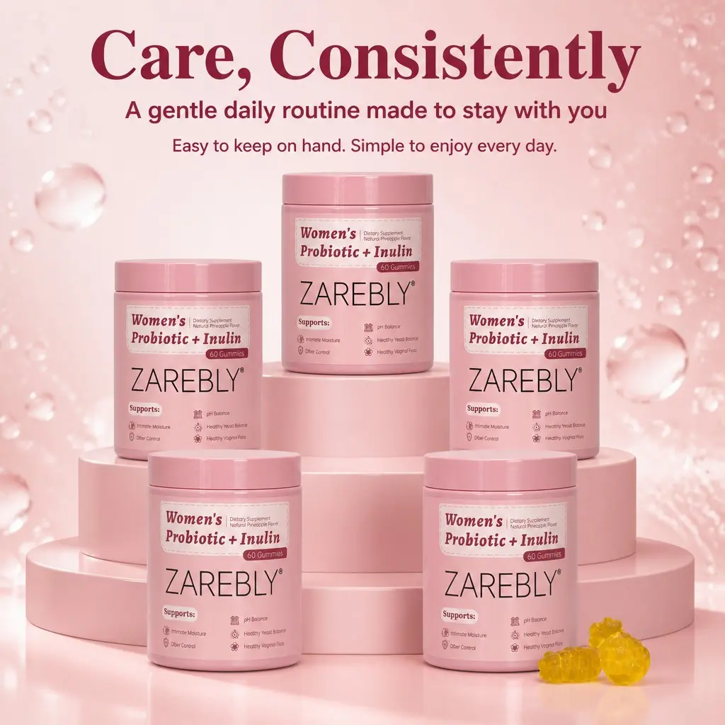ZAREBLY Her Juicy Feminine Probiotics Gummies- anPrebiotics&Lactobacillus Probiotic Blend for Women’s pH Balance and Dryness - Hawaiian Pineapple Gummies 60 Count probiotics women balancing